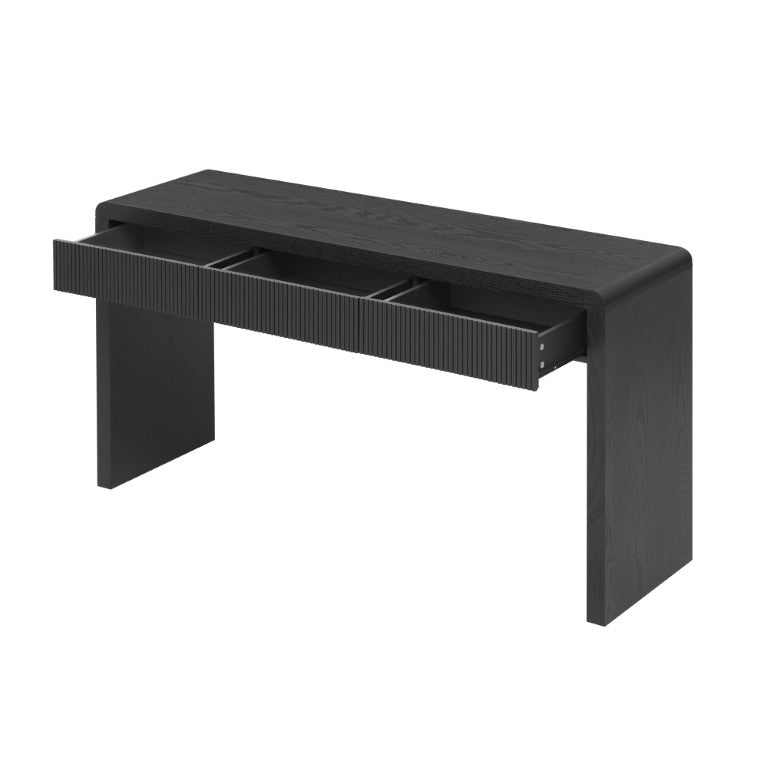 HomeRoots I Need to Create a Common Title for a 55-inch Double Pedestal Console Table with Three Drawers, Avoiding "black" and "natural Wood" (the Color Variants). Black 738118
