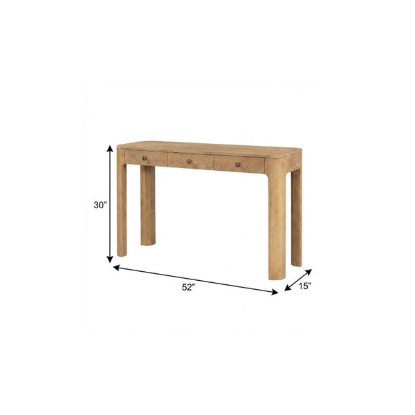 52 Inch Wood Console Table with Three Drawers for Entryway Hallway or Living Room Storage