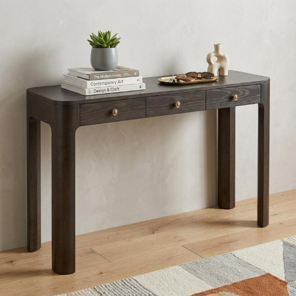 52 Inch Wood Console Table with Three Drawers for Entryway Hallway or Living Room Storage