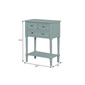 24 Inch Distressed Solid Wood Entryway Console with Three Drawers and Lower Shelf