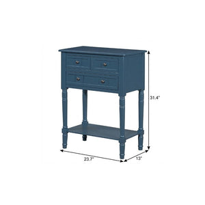 24 Inch Solid Wood Distressed Console Table with Three Drawers and Lower Shelf for Entryway