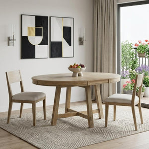 58 Inch Solid Wood Oval Extendable Dining Table with Removable Leaf for Flexible Seating