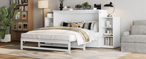 English Elm Queen Murphy Bed With Storage Drawers & Shelves - Space-Saving Design For Modern Guest Rooms W1580S00255-GIGA