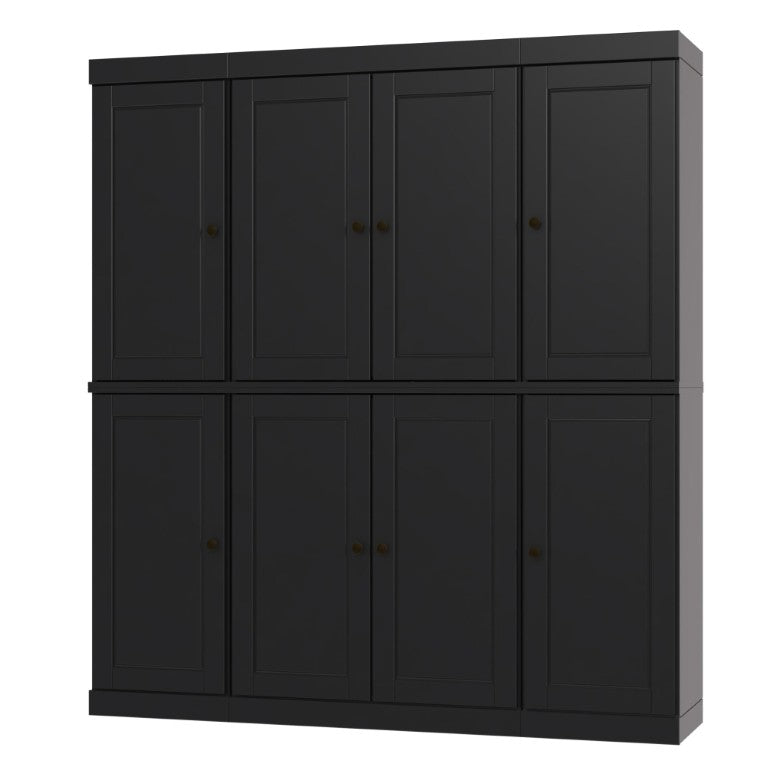 HomeRoots 72 Inch Solid Black Wood Freestanding Pantry Cabinet with Dual Storage Drawers 738186