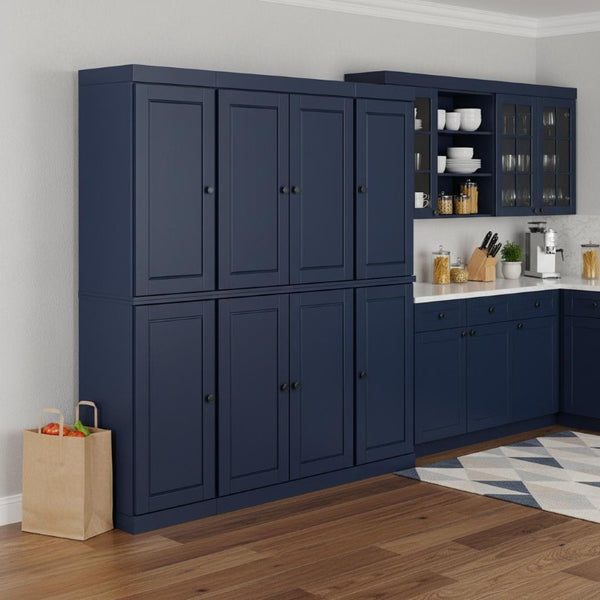 72 Inch Solid Wood Freestanding Pantry Cabinet with Eight Two Drawer Storage Bays