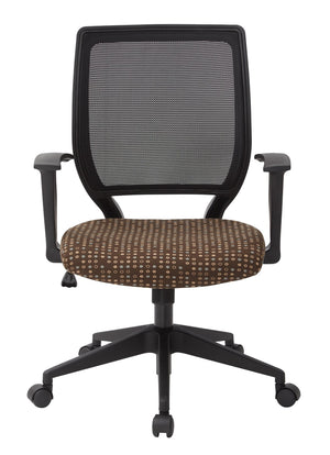 OSP Home Furnishings Screen Back Mesh Task Chair with Lumbar Support and T Arms for Home Office Use Cocoa EM51022N-K104