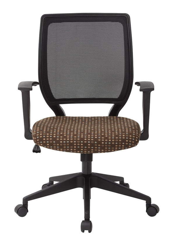 OSP Home Furnishings Screen Back Mesh Task Chair with Lumbar Support and T Arms for Home Office Use Cocoa EM51022N-K104