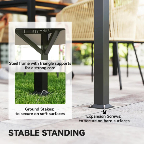 English Elm Canopy Outdoor Gazebo Steel Frame Double Tier Polyester Roof with Mesh Curtain Panels Dark Gray,Khaki+Black T3971P459114