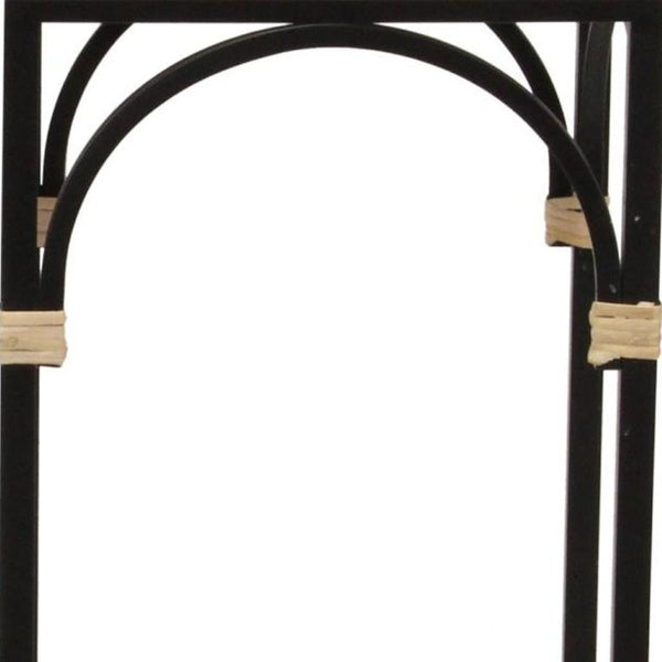 Set of Two Rustic Nesting Tables Solid Wood Steel Frame Industrial Living Room Accent