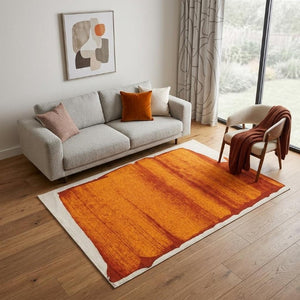 6 X 8 Abstract Orange Area Rug Stain Resistant Eco Friendly Pet Fiber Uv Safe