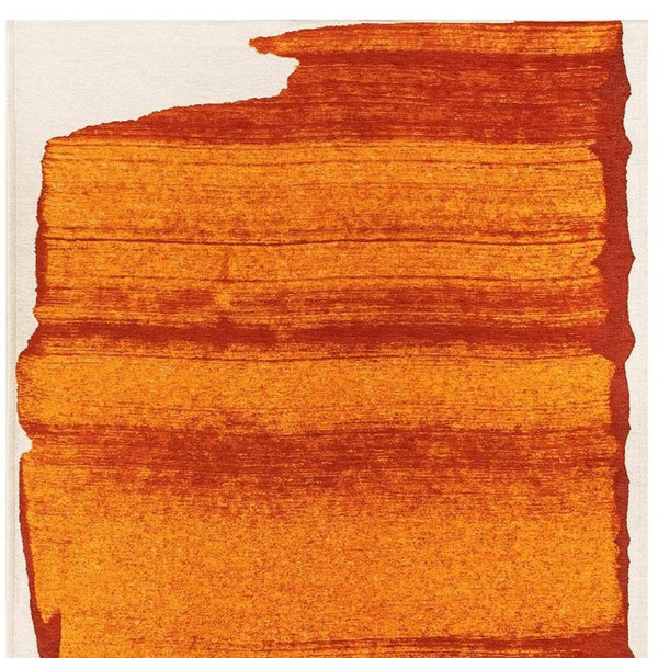 6 X 8 Abstract Orange Area Rug Stain Resistant Eco Friendly Pet Fiber Uv Safe