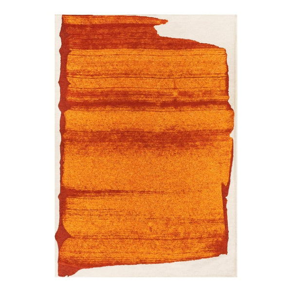 7 X 9 Abstract Orange Washable Area Rug Eco Pet Fibers Stain Resistant Indoor