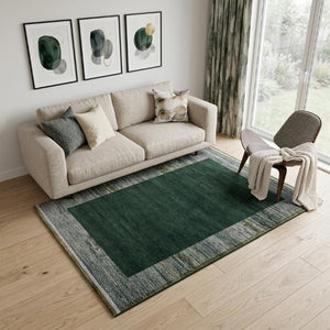 5x7 Abstract Green White Washable Area Rug Eco Recycled Pet Fiber Uv Guard