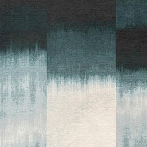 5x7 Abstract Indoor Rug in Blue White Recycled Pet Fibers Stain Resistant Washable