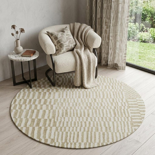 5 Foot Abstract Round Rug Washable Eco Recycled Fibers Stain Resistant Uv Safe
