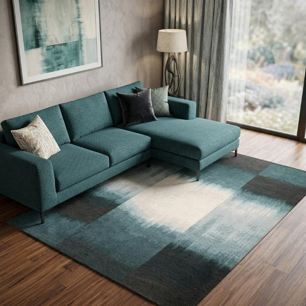 8 X 11 Abstract Blue White Washable Area Rug Eco Friendly Pet Fiber Uv Guard
