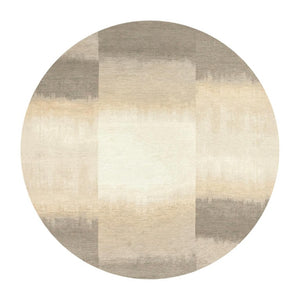 5 Foot Abstract Round Rug in Gray and White Recycled Pet Fiber Stain Resistant Washable