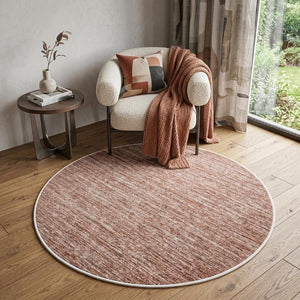 5 Foot Abstract Round Rug in Red White Pet Fiber Stain Resistant and Washable