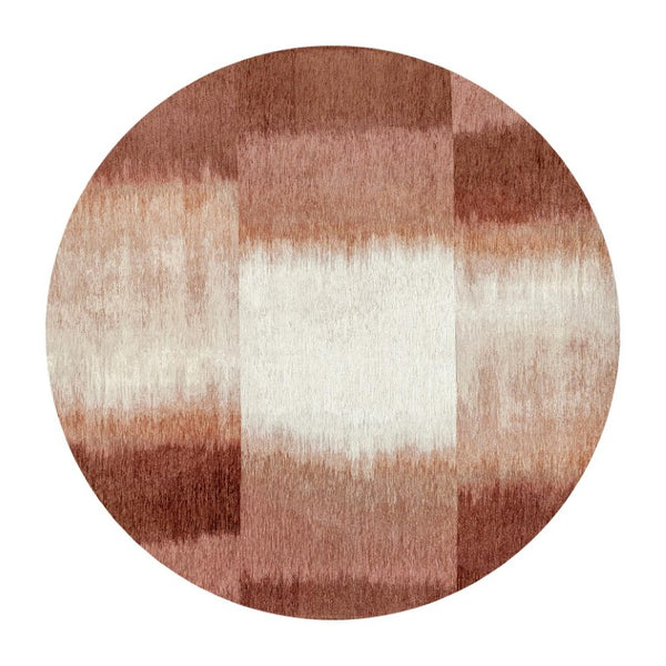5 Foot Abstract Round Rug in Red White Pet Fiber Stain Resistant and Washable