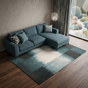 7x9 Abstract Blue White Washable Rug Uv Protected Eco Friendly Pet Fiber