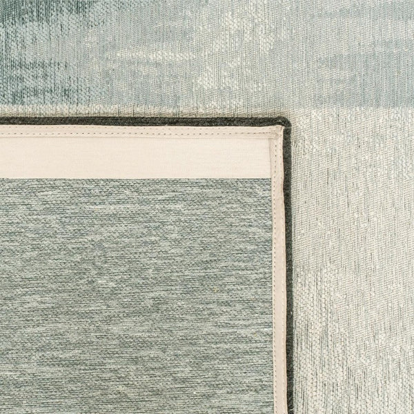 7x9 Abstract Blue White Washable Rug Uv Protected Eco Friendly Pet Fiber