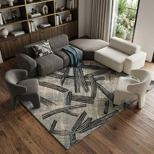 9 X 13 Abstract Gray White Washable Rug Eco Friendly Uv Resistant Pet Safe