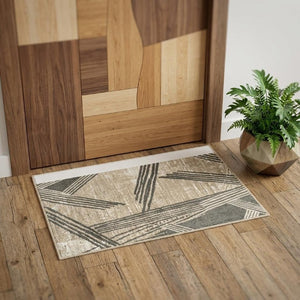 3x5 Abstract Indoor Rug in Tan Tones Stain Resistant Eco Friendly Pet Safe