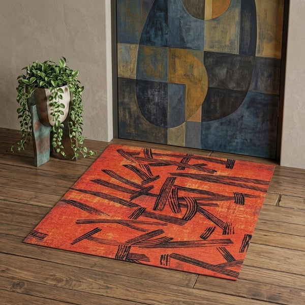 3x5 Abstract Area Rug Washable Stain Resistant Recycled Pet Fibers for Entryway