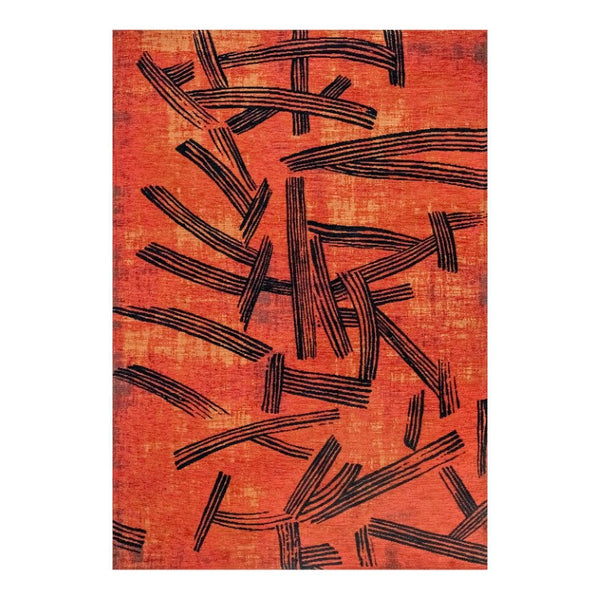 HomeRoots 3x5 Abstract Area Rug Washable Stain Resistant Recycled Pet Fibers for Entryway 738267