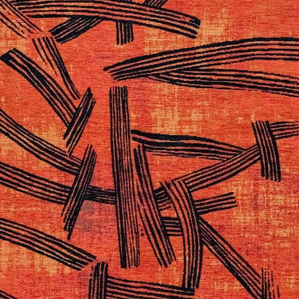 5x7 Abstract Indoor Rug in Bold Red Recycled Pet Fibers Stain Resistant Uv Safe