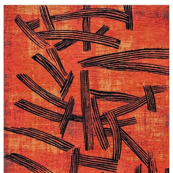 9 X 13 Abstract Red White Indoor Rug Stain Resistant Recycled Pet Eco Friendly
