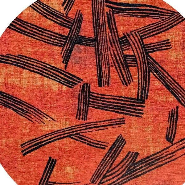 5 Foot Abstract Round Rug Stain Resistant Recycled Pet Fibers Uv Protected Indoor