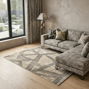 8x11 Abstract Tan Washable Area Rug Eco Pet Fibers Stain Resistant Uv Safe