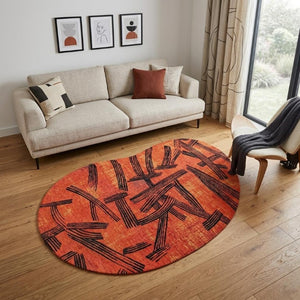 6x8 Abstract Indoor Rug in Bold Red Recycled Pet Fibers Stain Resistant and Washable