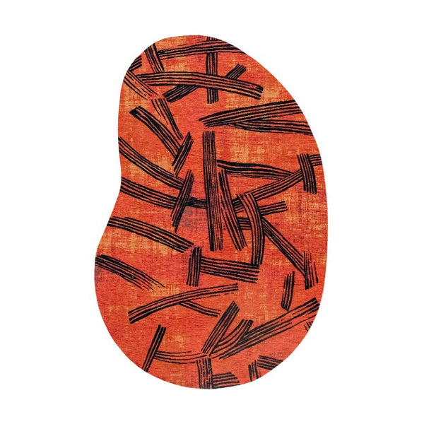 HomeRoots 6x8 Abstract Indoor Rug in Bold Red Recycled Pet Fibers Stain Resistant and Washable 738279