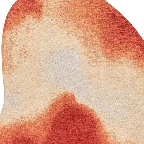 6 X 8 Abstract Red White Indoor Rug Stain Resistant Recycled Pet Fiber Washable