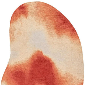 6 X 8 Abstract Red White Indoor Rug Stain Resistant Recycled Pet Fiber Washable