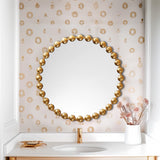 Madison Park Signature Marlowe Modern/Contemporary 27" Medium Decorative Round Wall Mirror with Beaded Metal Frame MPS95F-0034 Gold