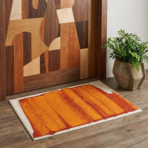 3 X 5 Abstract Orange Washable Area Rug Stain Resistant Eco Friendly Pet Fiber