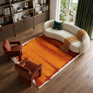 9x13 Abstract Orange Area Rug Washable Stain Resistant Eco Friendly Pet Fiber