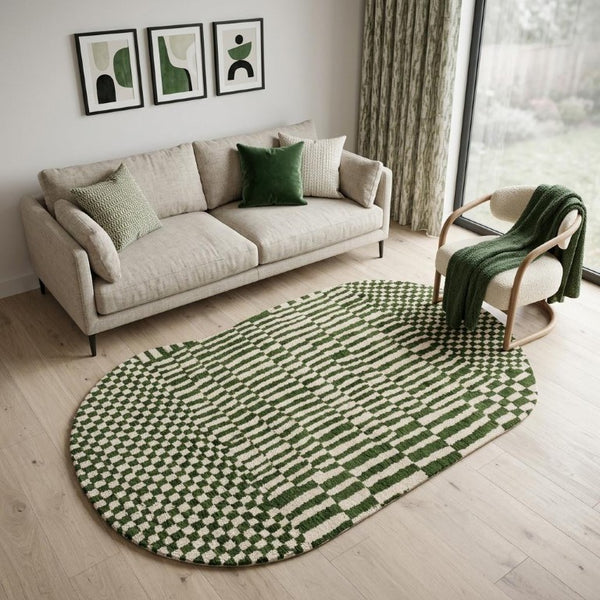 6 X 8 Abstract Green White Indoor Rug Washable Uv Resistant Recycled Pet Fibers
