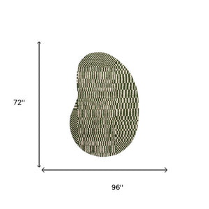 6 X 8 Abstract Green White Indoor Rug Washable Uv Resistant Recycled Pet Fibers