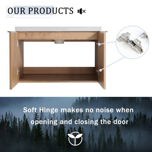 English Elm 72 Inch Wall Mounted Vanity with Resin Sink, Soft-Close Doors, Ample Storage Shelves, Durable Eco Plywood Finish Imitative Oak W999S00188