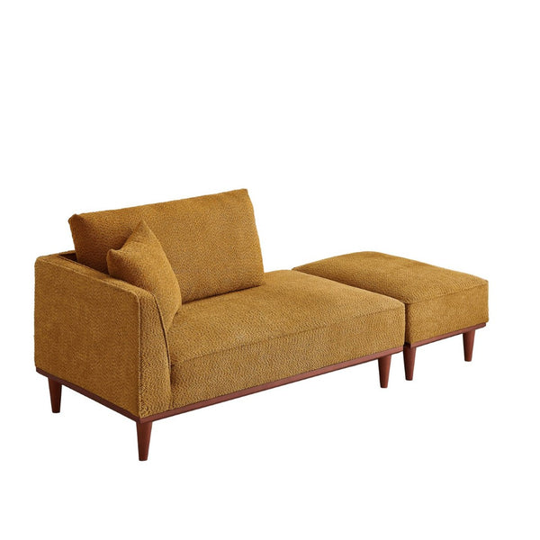 English Elm Indoor Boucle Chaise Lounge with Detachable Ottoman Convertible Daybed Bedroom Reading Nook Orange W5515P438685