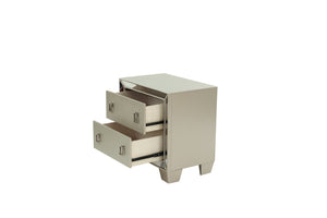 English Elm Traditional Silver Finish Antique 2-Drawer Nightstand with Mirror Accent, Spacious Bedside Table 26"x17"x26" B011P395077