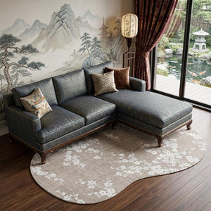 Oriental Gray White Area Rug Washable Uv Protected Stain Resistant Eco Friendly Pet Fiber