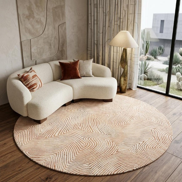 8x11 Abstract Tan Washable Area Rug Recycled Pet Fibers Stain Resistant Uv Safe