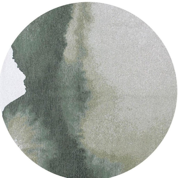 HomeRoots 10 Ft Round Abstract Area Rug in Green Recycled Pet Fiber Stain Resistant Washable 738315