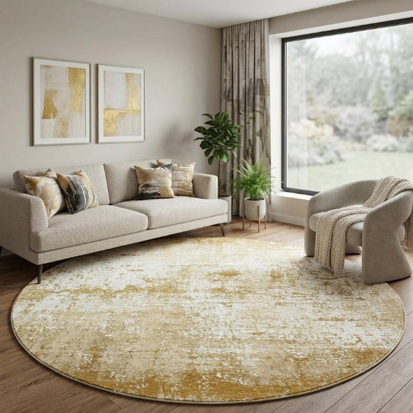 10 Foot Abstract Round Rug Stain Resistant Recycled Pet Fiber for Living Rooms