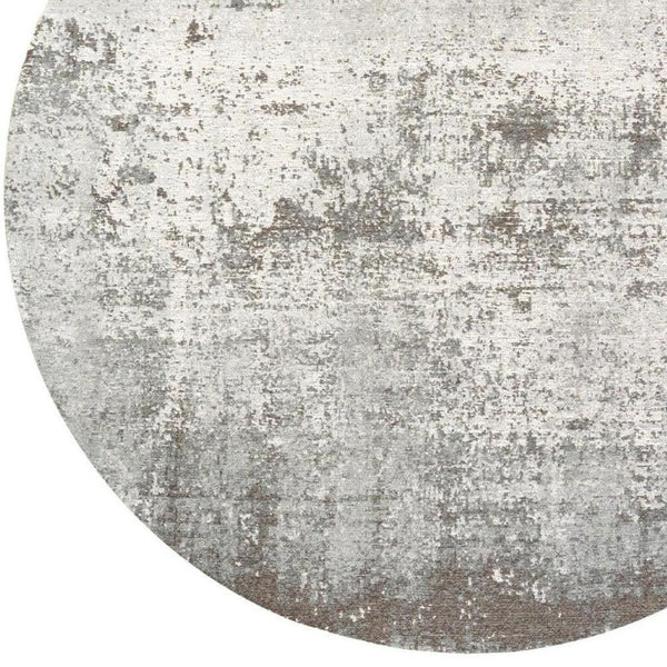 10 Foot Abstract Round Rug in Gray White Recycled Pet Fibers Stain Resistant